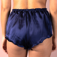 High Waisted Classic Silk French Knicker - Navy