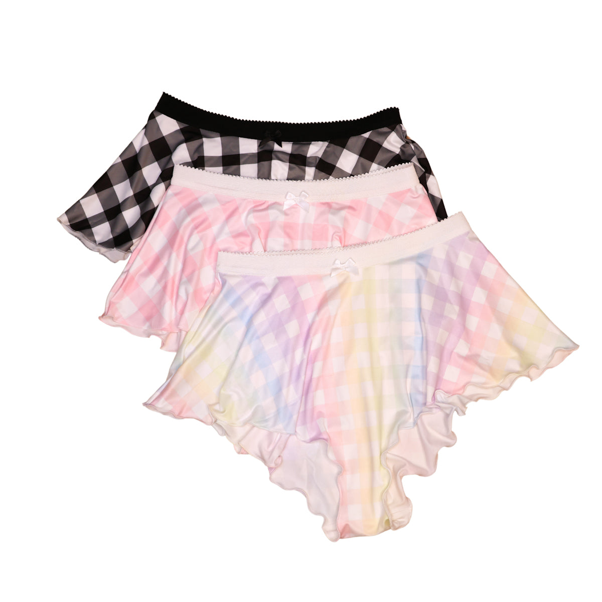 Tall French Knicker Trio - Black Gingham, Pink Gingham, Rainbow Gingham