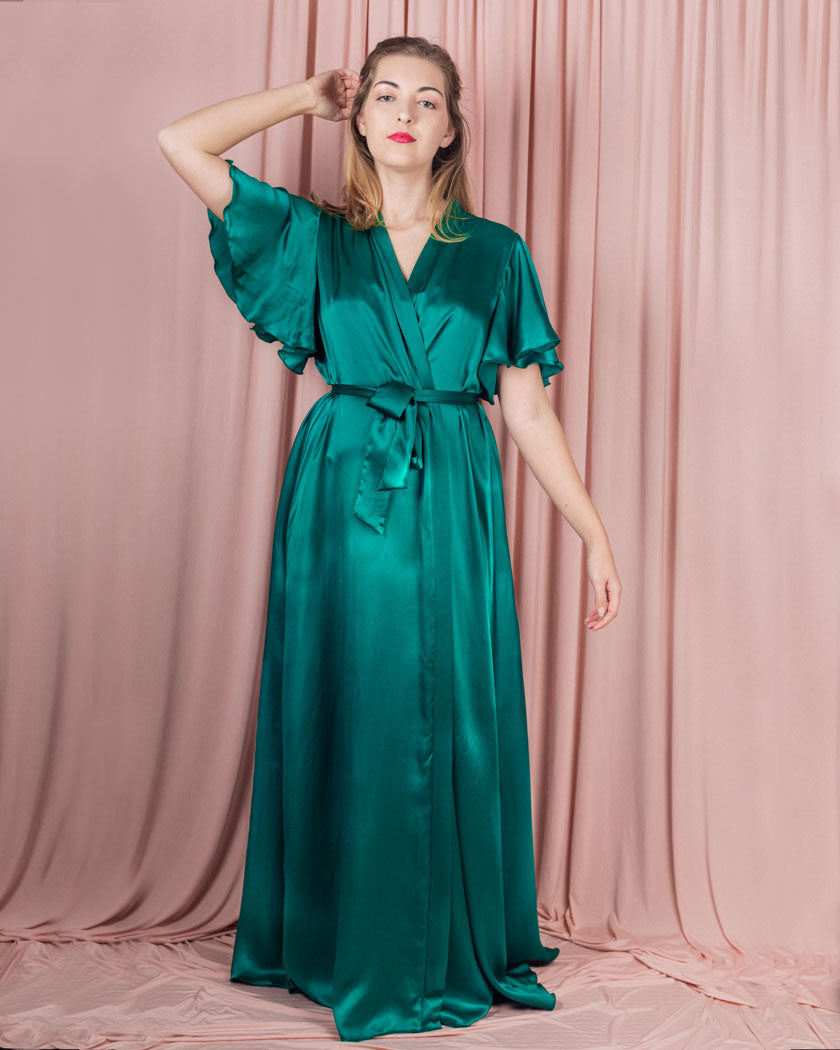 Silk Ruffle Bralette in Emerald Green  Handmade Lingerie & Loungewear  Desvalido Australia