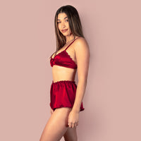 High Waisted Silk French Knicker - Cherry Red