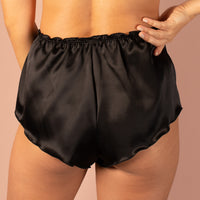 High Waisted Classic Silk French Knicker - Black