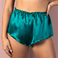 High Waisted Classic Silk French Knicker - Emerald