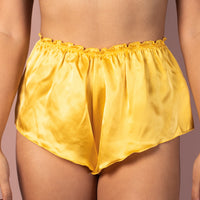 High Waisted Classic Silk French Knicker - Marigold Yellow