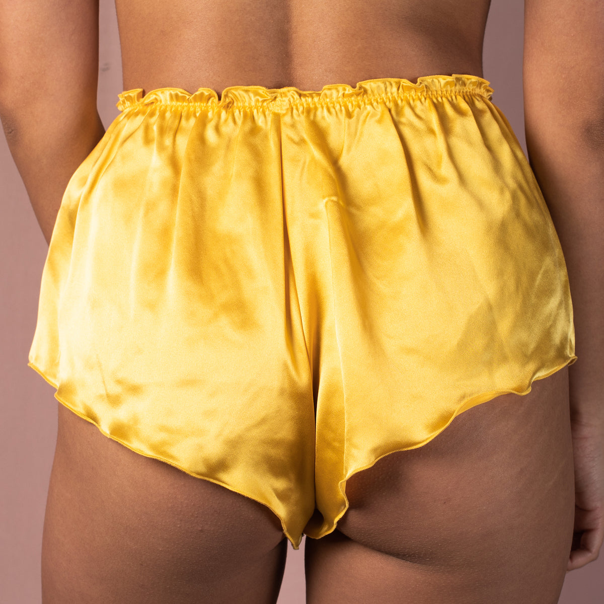 High Waisted Classic Silk French Knicker - Marigold Yellow