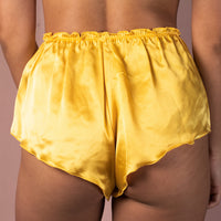 High Waisted Classic Silk French Knicker - Marigold Yellow