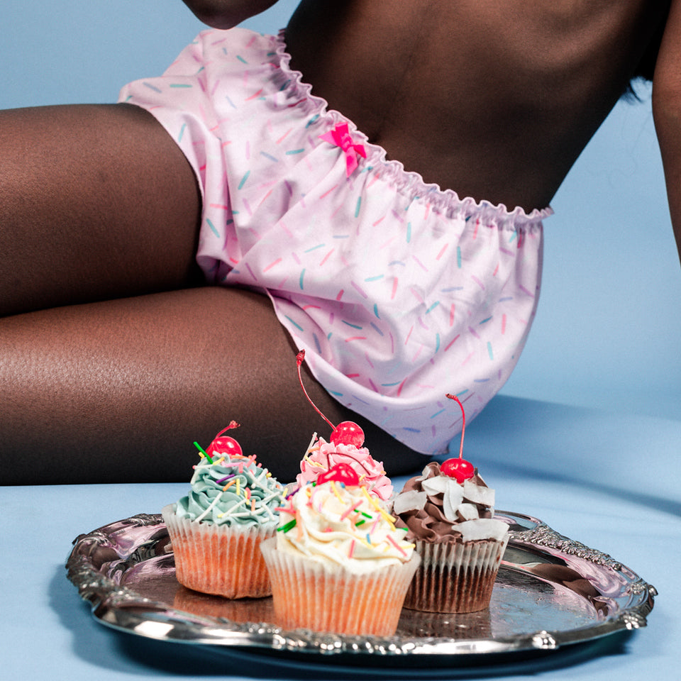 The Sweetest | Strawberry Sprinkle High Waisted French Knicker