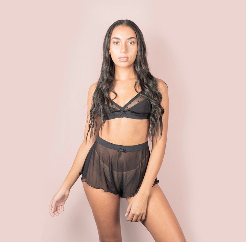 Tall French Knickers - Black Mesh