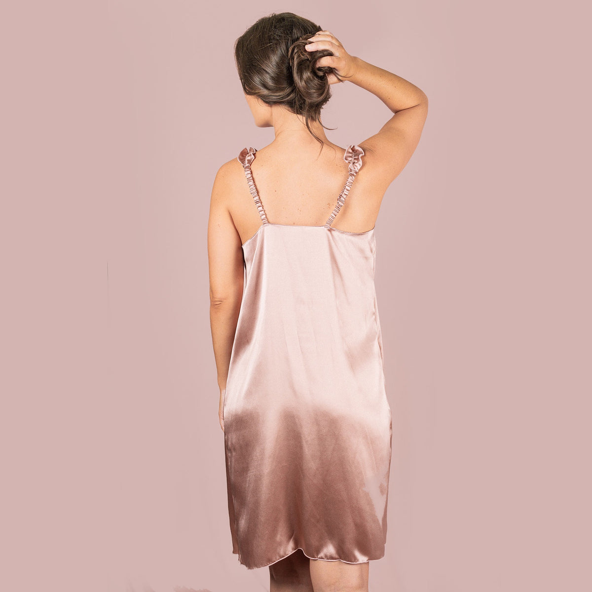 Silk Ruffle Slip Dress - Rose Gold (+ other colours)