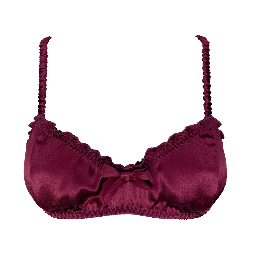 Silk Ruffle Bralette in Plum | Handmade Lingerie & Loungewear Desvalido ...