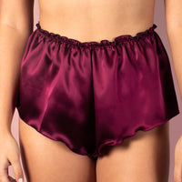 High Waisted Classic Silk French Knicker - Plum